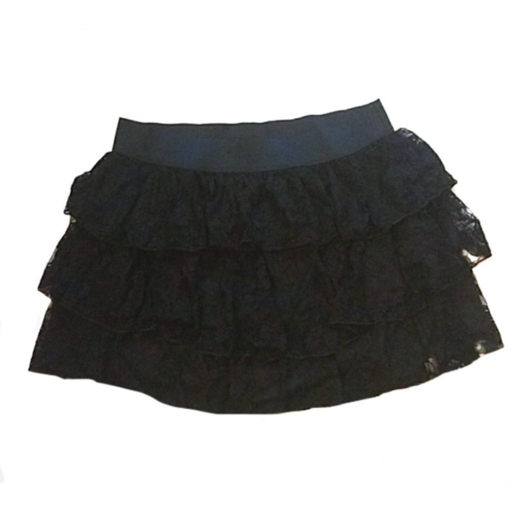Deb Shop Black Lace Ruffle Mini Skirt Sz 1X